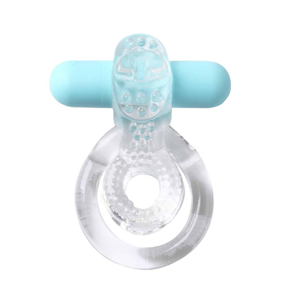 Maia Jayden - Clear/Blue USB Rechargeable Vibrating Cock & Ball Rings — image 4