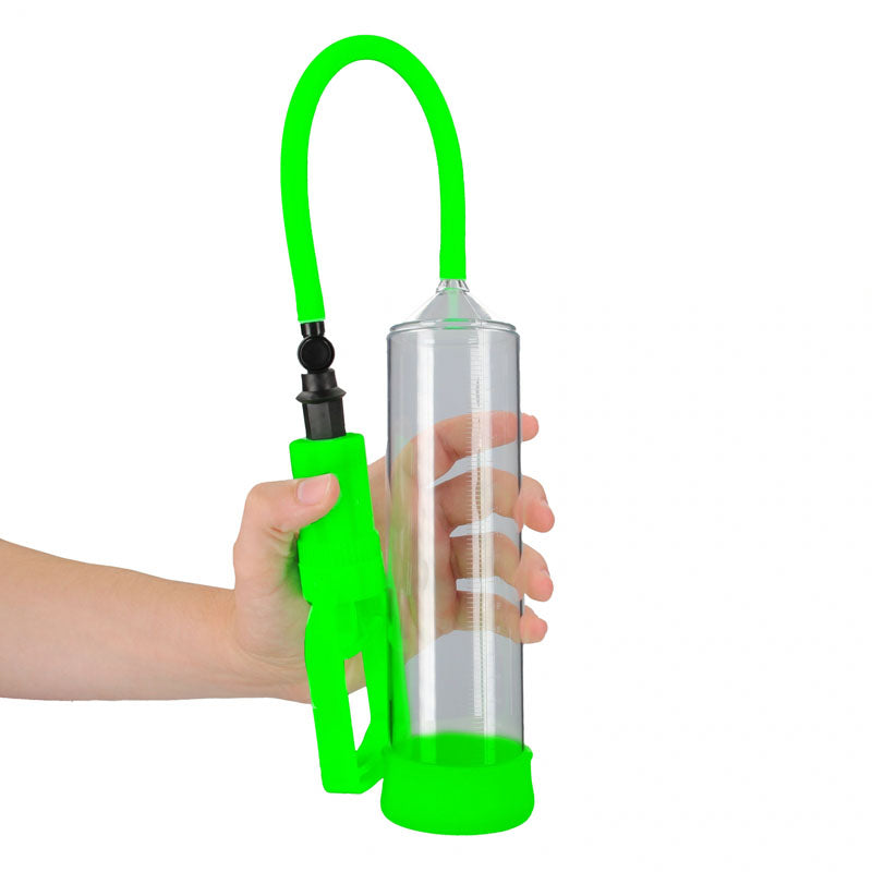 OUCH! Glow In The Dark Comfort Beginner Pump - Clear/Glow Penis Pump
