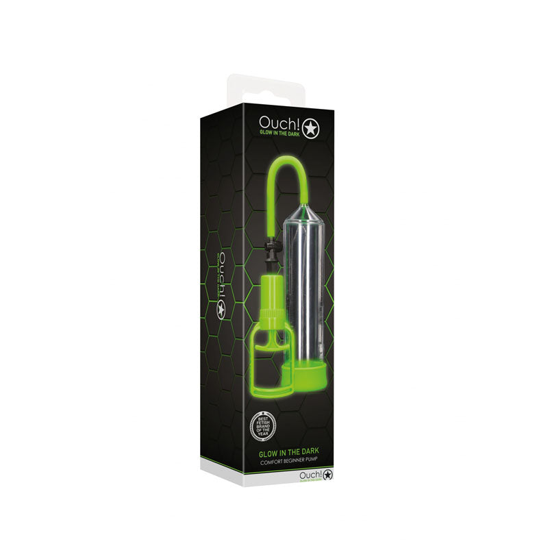OUCH! Glow In The Dark Comfort Beginner Pump - Clear/Glow Penis Pump — image 4