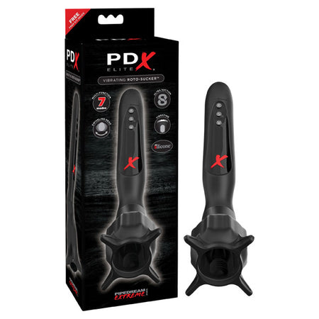 PDX Elite Vibrating Roto-Sucker - Black Vibrating Head Masturbator buy online Australia