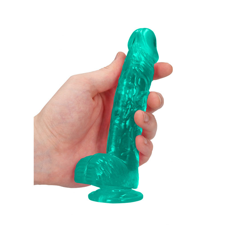 RealRock 6'' Realistic Dildo With Balls - Turquoise 15.2 cm Dong