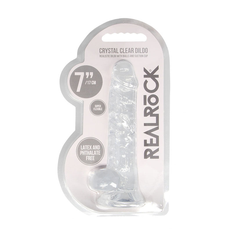 RealRock 7'' Realistic Dildo With Balls - Clear 17.8 cm Dong