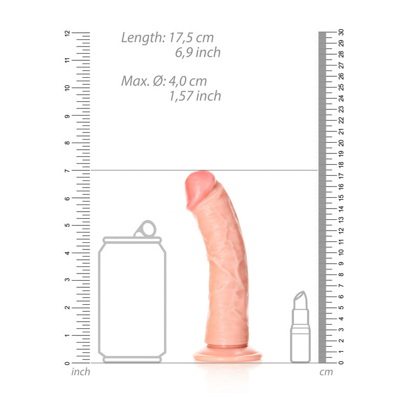 REALROCK Realistic Regular Curved Dildo with Suction Cup - 15.5 cm - Flesh 15.5 cm (6'') Dong — image 8