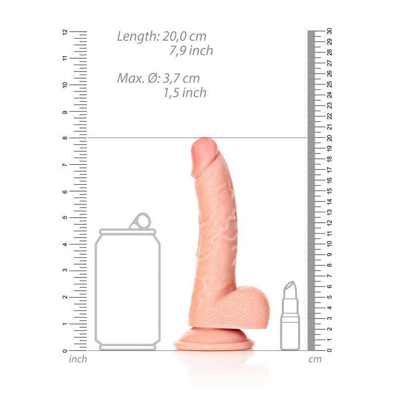 REALROCK Realistic Regular Curved Dong with Balls - 18 cm - Flesh 18 cm (7'') Dong — view 8