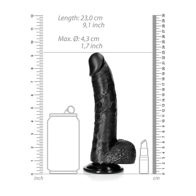 REALROCK Realistic Regular Curved Dong with Balls - 20.5 cm - Black 20.5 cm (8'') Dong — image 8