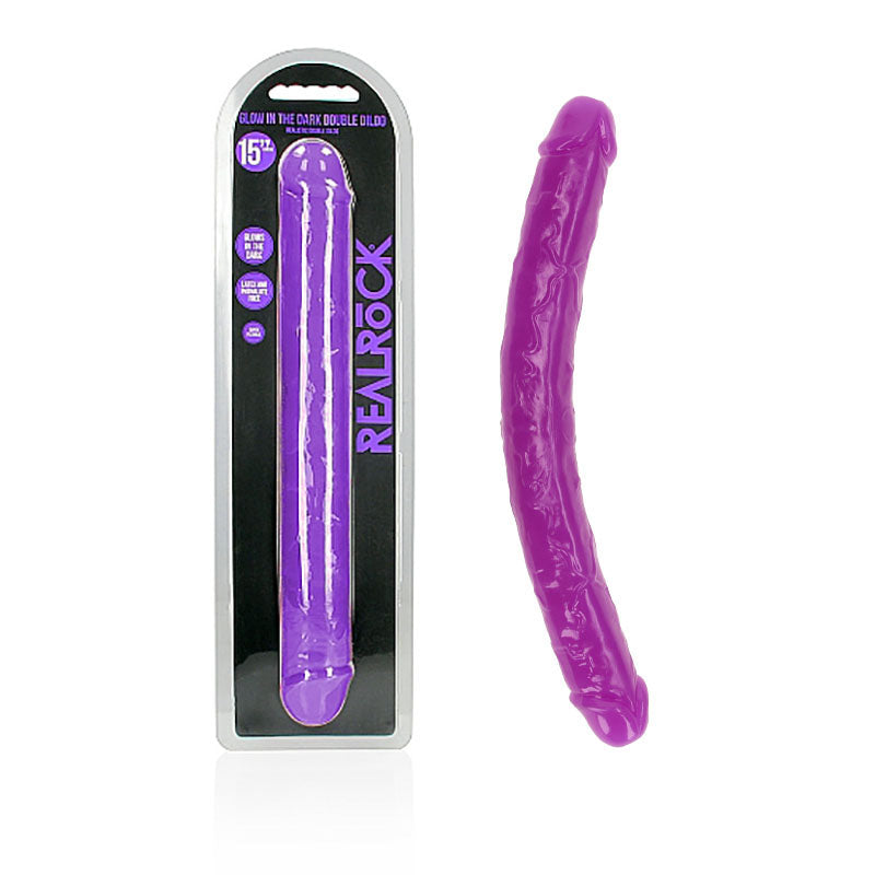 REALROCK 38 cm Double Dong Glow - Purple - Purple 38 cm (15'') Double Dong buy online Australia