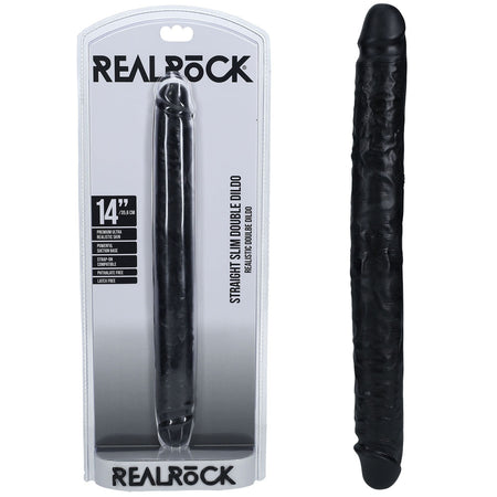 REALROCK 35cm Slim Double Dildo - Black buy online Australia