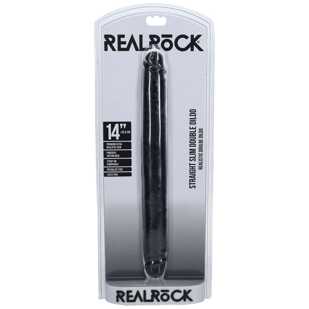 REALROCK 35cm Slim Double Dildo - Black — view 6