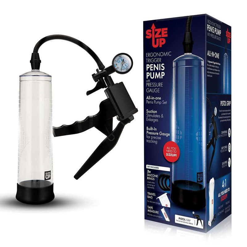 Size Up Ergonomic Trigger Penis Pump with Pressure Gauge buy online Australia