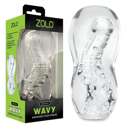 Zolo Gripz - Wavy - Clear Stroker Sleeve buy online Australia